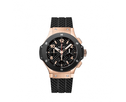 Montre Hublot Big Bang Original Gold Ceramic automatique cadran effet carbone bracelet caoutchouc noir 44 mm