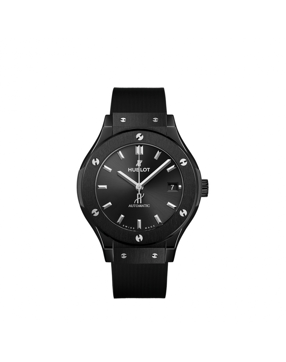 Montre Hublot Classic Fusion automatique cadran noir bracelet caoutchouc noir 38 mm