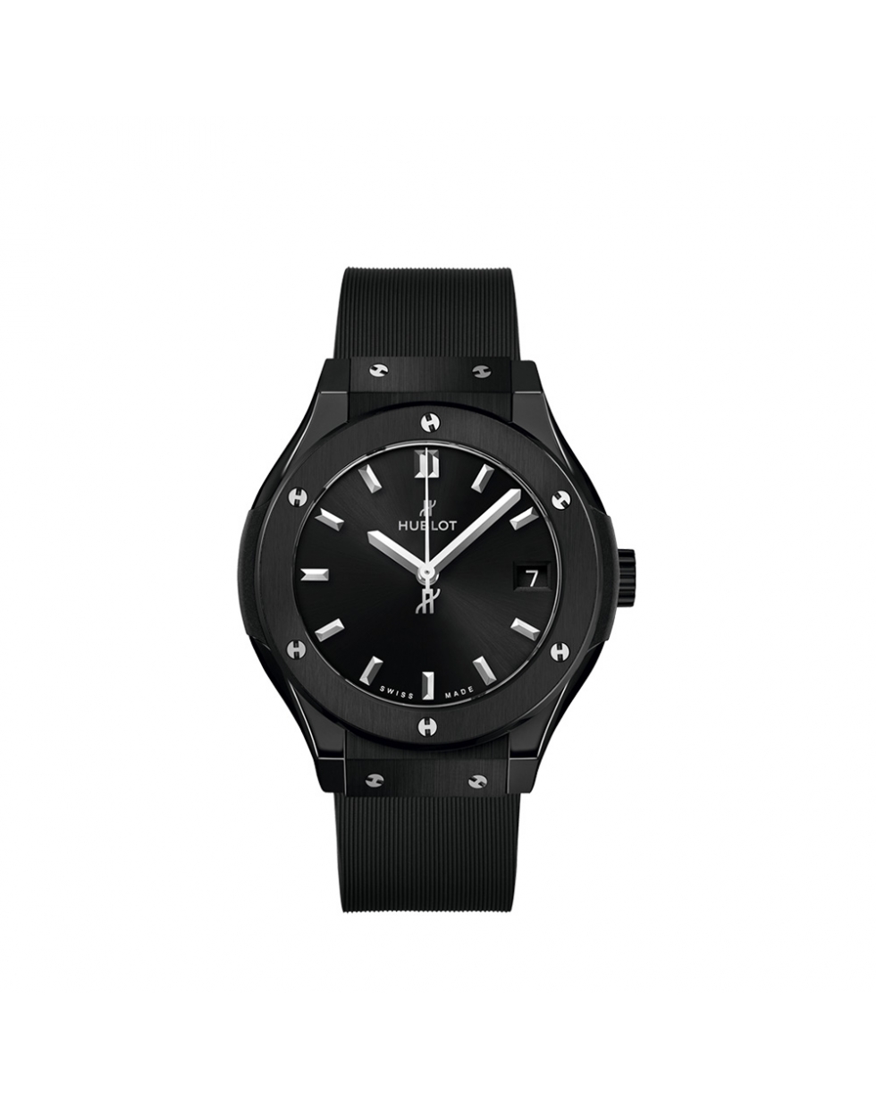 Montre Hublot Classic Fusion quartz cadran noir bracelet caoutchouc noir 33 mm