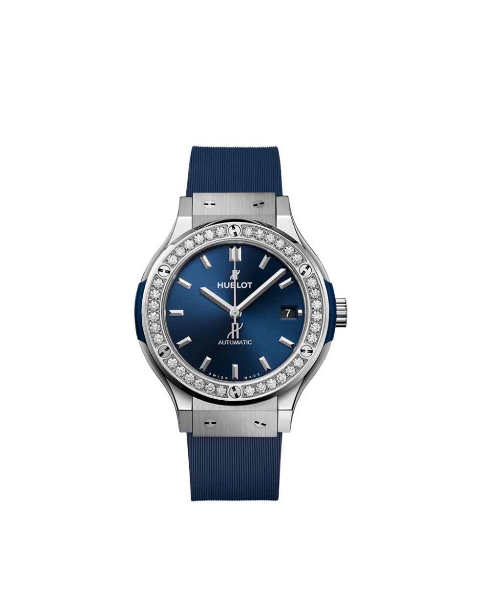 Montre Hublot Classic Fusion automatique cadran bleu bracelet caoutchouc bleu 38 mm