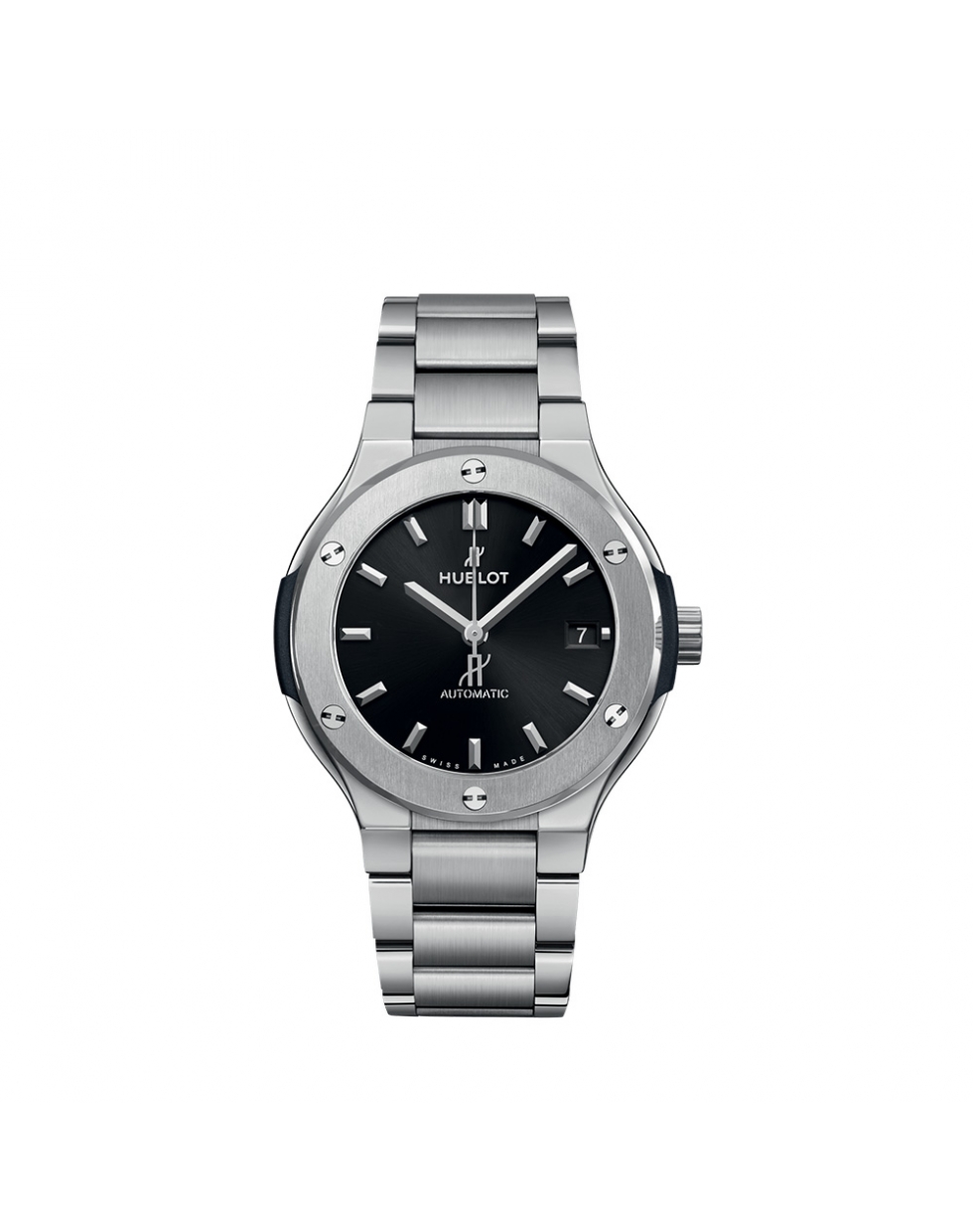 Montre Hublot Classic Fusion automatique cadran noir bracelet titane 38 mm