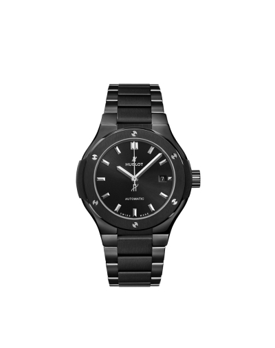 Montre Hublot Classic Fusion automatique cadran noir bracelet céramique noire 33 mm