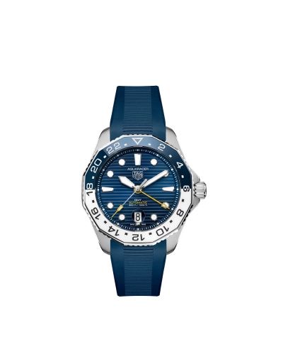 Montre TAG Heuer Aquaracer Professional 300 GMT automatique cadran bleu bracelet caoutchouc bleu 43 mm