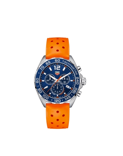 Montre TAG Heuer Formula 1 quartz cadran bleu bracelet en caoutchouc orange 43 mm