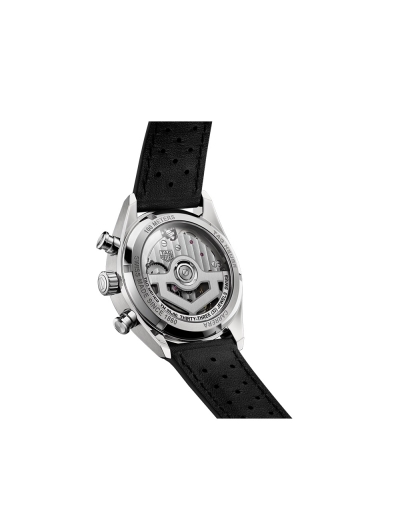 Montre TAG Heuer Carrera Chronograph automatique cadran noir bracelet cuir noir 39 mm
