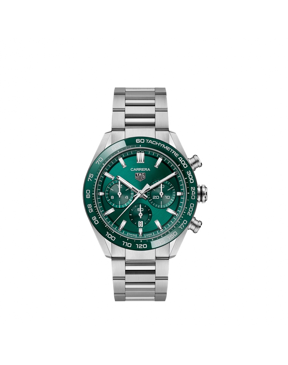 Montre TAG Heuer Carrera Chronograph automatique cadran vert bracelet acier 44 mm