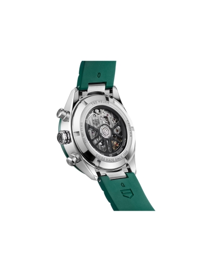Montre TAG Heuer Carrera Chronograph automatique cadran vert bracelet caoutchouc vert 44 mm