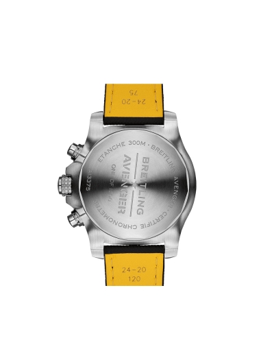 Montre Breitling Super Avenger Chronograph automatique cadran blanc bracelet en cuir de veau anthracite 44 mm