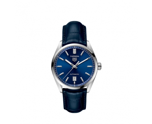 Montre TAG Heuer Carrera Date automatique cadran bleu bracelet cuir bleu 39 mm