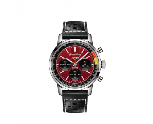 Montre Breitling Top Time automatique cadran rouge bracelet en cuir de veau 41 mm