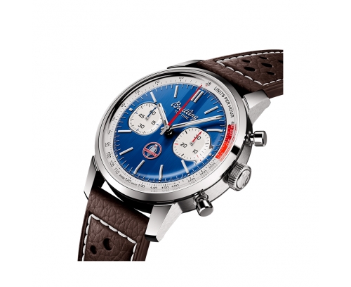 Montre Breitling Top Time automatique cadran bleu bracelet en cuir de veau marron 41 mm
