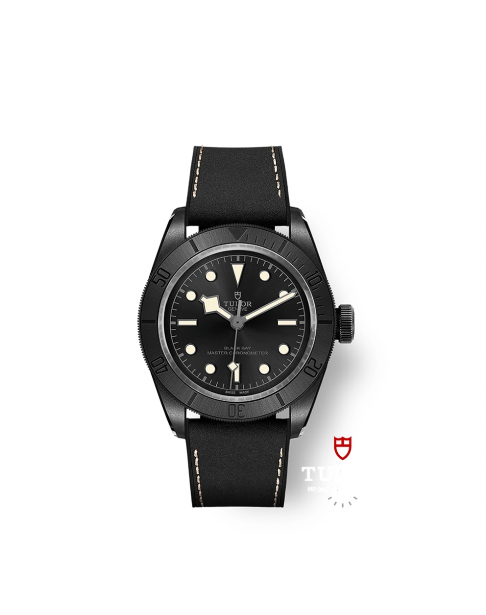 Montre Tudor Black Bay Ceramic cadran noir bracelet en caoutchouc et cuir noir 41 mm
