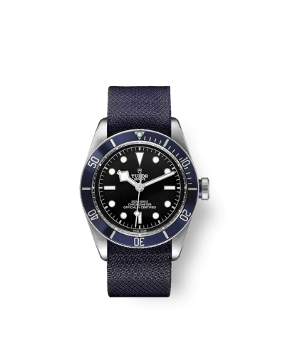 Montre Tudor Black Bay automatique cadran noir bracelet en tissu bleu 41 mm