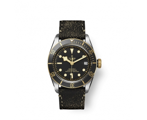 Montre Tudor Black Bay S&G automatique cadran noir bracelet cuir brun 41 mm
