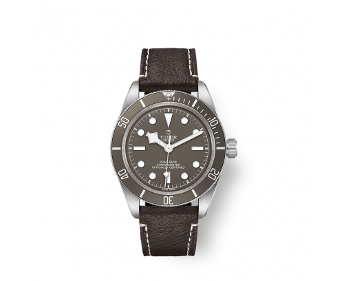 Montre Tudor Black Bay Fifty-Eight automatique cadran taupe bracelet en cuir brun 39 mm