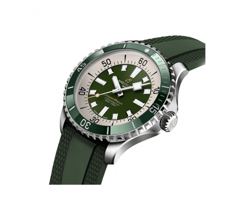 Montre Breitling Superocean automatique cadran vert bracelet en caoutchouc vert 44 mm