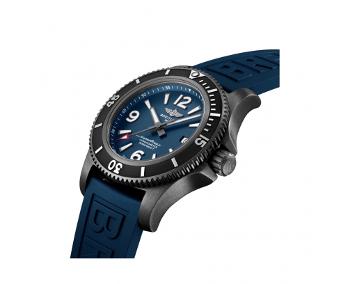 Montre Breitling Superocean automatique cadran bleu bracelet en caoutchouc bleu 46 mm