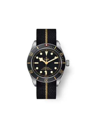 Montre Tudor Black Bay Fifty-Eight automatique cadran noir bracelet en tissu noir et beige 39 mm