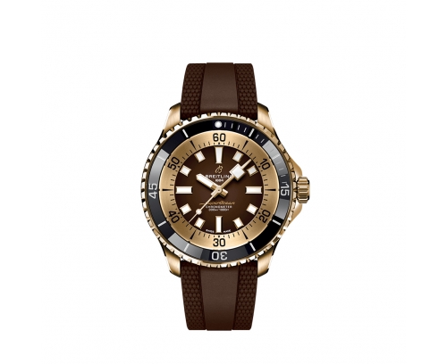 Montre Breitling Superocean automatique cadran brun bracelet en caoutchouc marron 44 mm