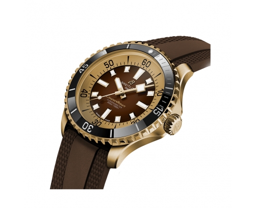 Montre Breitling Superocean automatique cadran brun bracelet en caoutchouc marron 44 mm