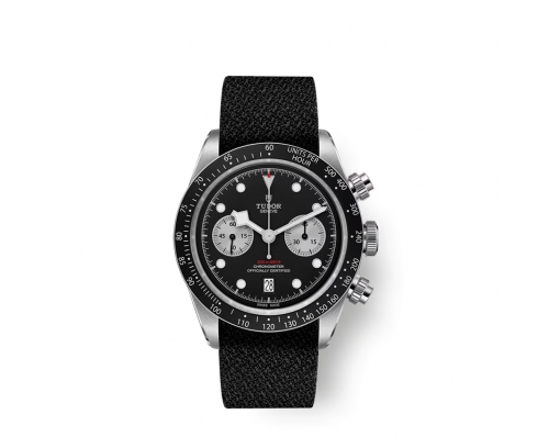 Montre Tudor Black Bay Chrono automatique cadran noir bracelet en tissu noir 41 mm