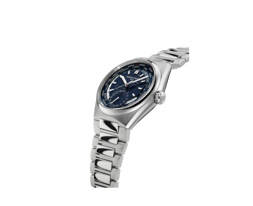 Montre Frédérique Constant Highlife Worldtimer Manufacture automatique cadran bleu bracelet acier 41 mm