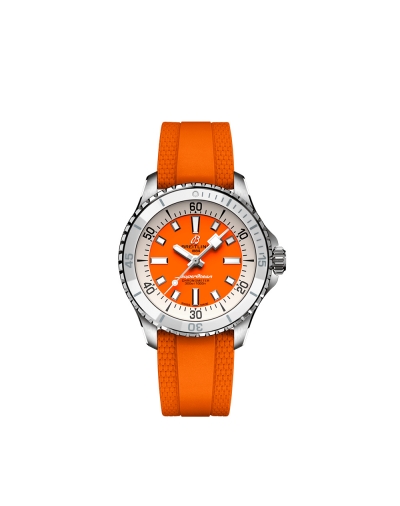 Montre Breitling Superocean automatique cadran mandarine bracelet en caoutchouc mandarine 36 mm