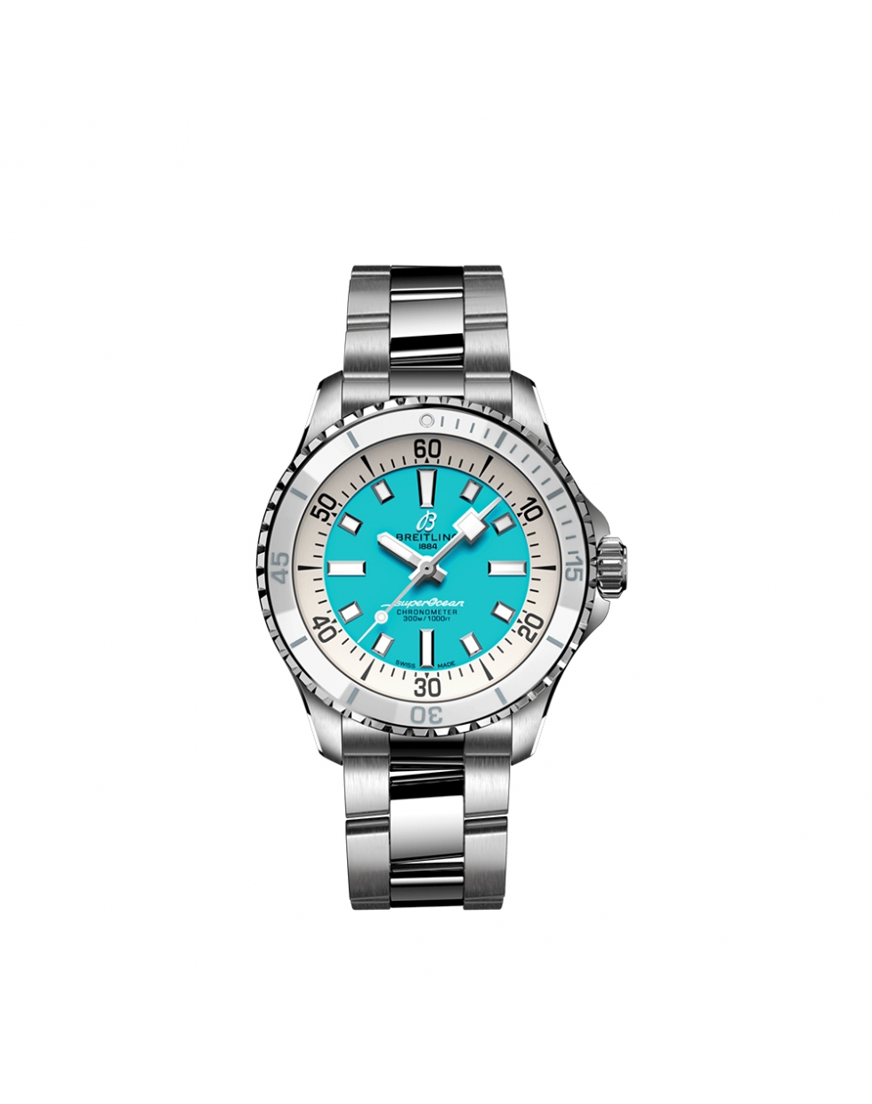 Montre Breitling Superocean automatique cadran turquoise bracelet en acier inoxydable métal 36 mm