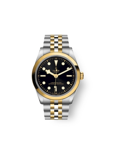 Montre Tudor Black Bay S&G automatique cadran noir bracelet en acier et or jaune 18 carats 36 mm