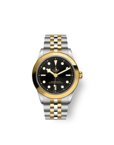 Montre Tudor Black Bay S&G automatique cadran noir bracelet en acier et or jaune 18 carats 39 mm
