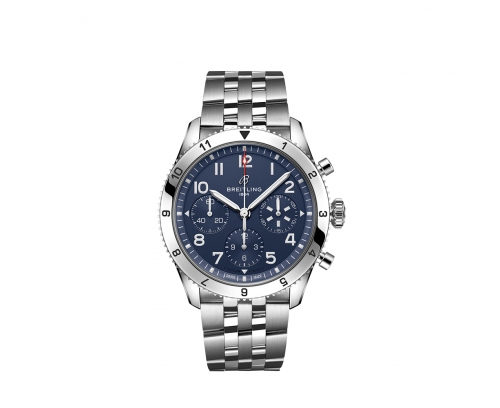 Montre Breitling Classic AVI Tribute to Vought F4U Corsair automatique cadran bleu bracelet en acier inoxydable métal 42 mm