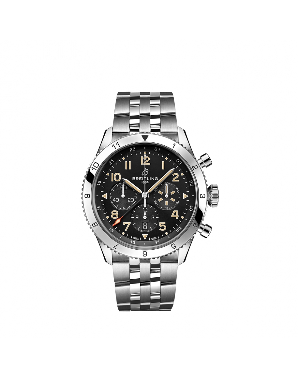 Montre Breitling Super AVI B04 GMT P-51 Mustang automatique cadran noir bracelet en acier inoxydable 46 mm