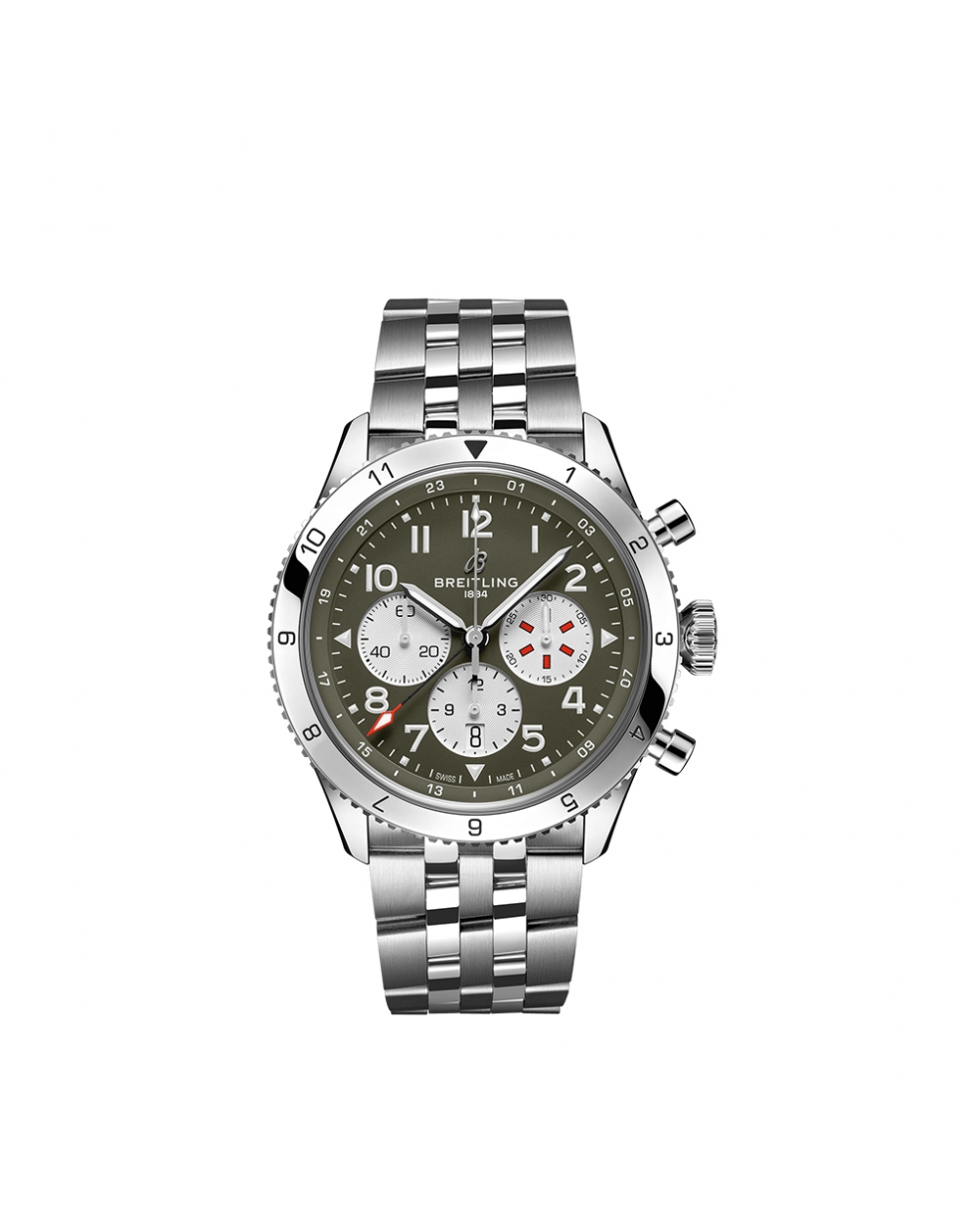 Montre Breitling Super AVI B04 GMT Curtiss Warhawk automatique cadran vert bracelet acier 46 mm