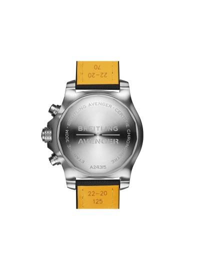 Montre Breitling Avenger Chronograph GMT automatique cadran noir bracelet en cuir de veau noir 45 mm