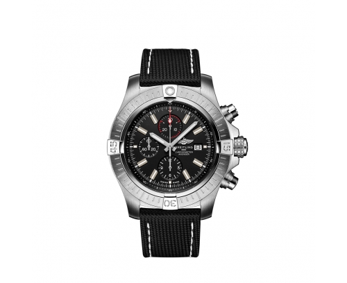 Montre Breitling Super Avenger automatique cadran noir bracelet en cuir de veau anthracite 48 mm