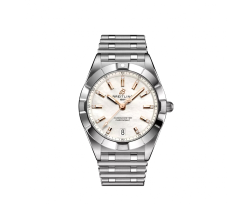 Montre Breitling Chronomat SuperQuartz™ cadran nacre blanche index diamants bracelet acier 32 mm