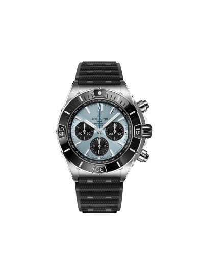 Montre Breitling Super Chronomat B01 automatique cadran bleu bracelet caoutchouc noir 44 mm
