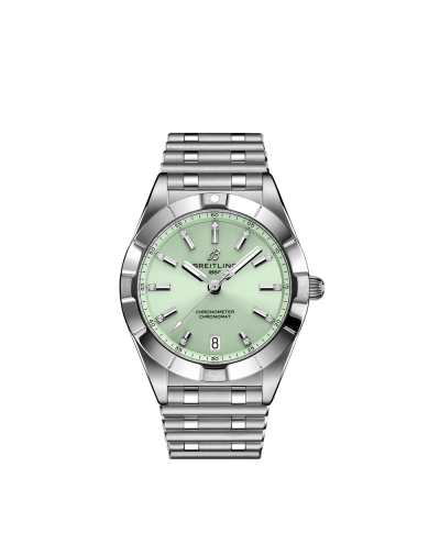 Montre Breitling Chronomat SuperQuartz™ cadran vert index diamants bracelet acier 32 mm