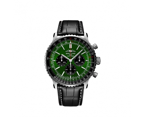 Montre Breitling Navitimer B01 Chronograph automatique cadran vert bracelet en cuir d’alligator noir 46 mm