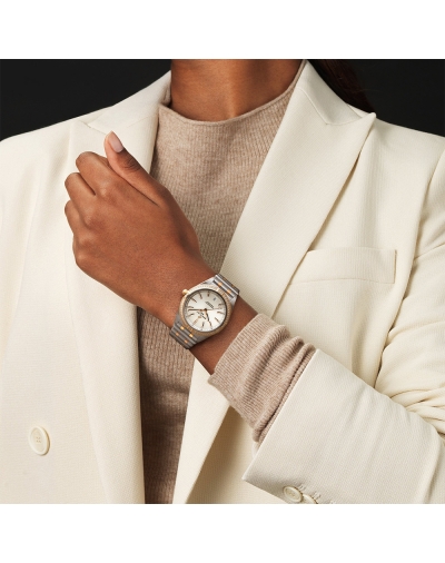 Montre Breitling Chronomat automatique cadran blanc index diamants bracelet en acier et or rouge 18 carats  36 mm
