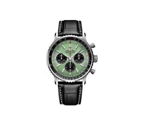 Montre Breitling Navitimer B01 Chronograph automatique cadran vert menthe bracelet en cuir d’alligator noir 43 mm