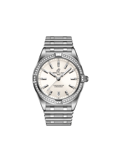 Montre Breitling Chronomat SuperQuartz™ cadran blanc index diamants bracelet acier 32 mm