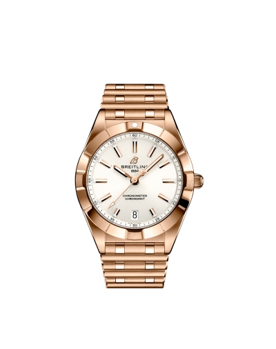 Montre Breitling Chronomat SuperQuartz™ cadran blanc bracelet en or rouge 18 carats 32 mm