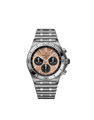 Montre Breitling Chronomat B01 automatique cadran en cuivre bracelet acier rouleau 42 mm