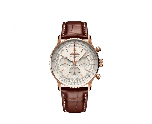 Montre Breitling Navitimer B01 Chronograph automatique cadran argent bracelet en cuir d’alligator brun 41 mm