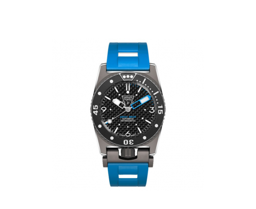Montre ZRC GF 3000 Titanium automatique cadran noir bracelet caoutchouc bleu 42 mm