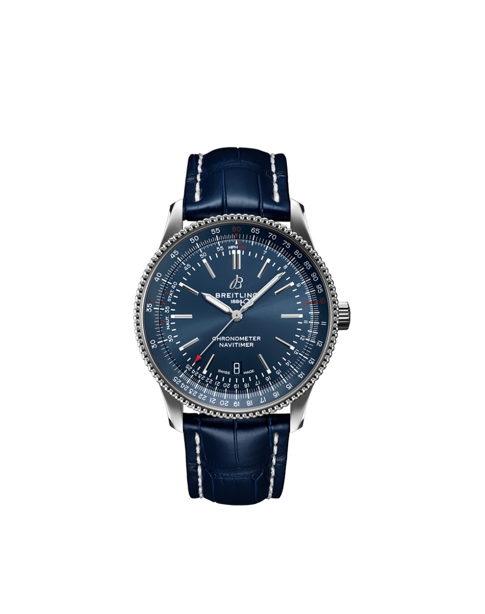 Montre Breitling Navitimer Automatic cadran bleu bracelet en cuir d’alligator bleu 41 mm