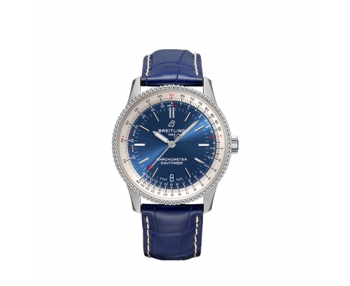Montre Breitling Navitimer Automatic cadran bleu bracelet en cuir d’alligator bleu 38 mm