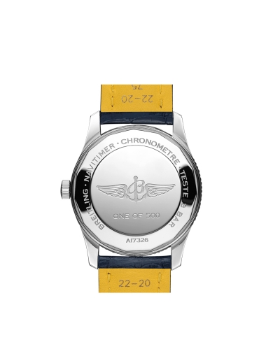 Montre Breitling Navitimer Automatic cadran argent bracelet en cuir d’alligator bleu 41 mm