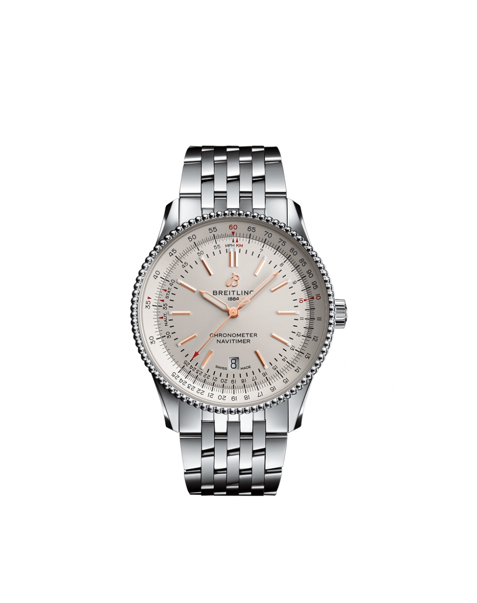 Montre Breitling Navitimer Automatic cadran argent bracelet en acier inoxydable 41 mm